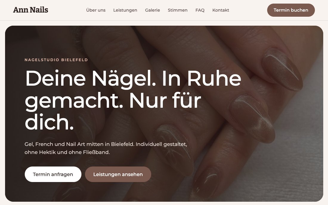 Ann Nails homepage hero